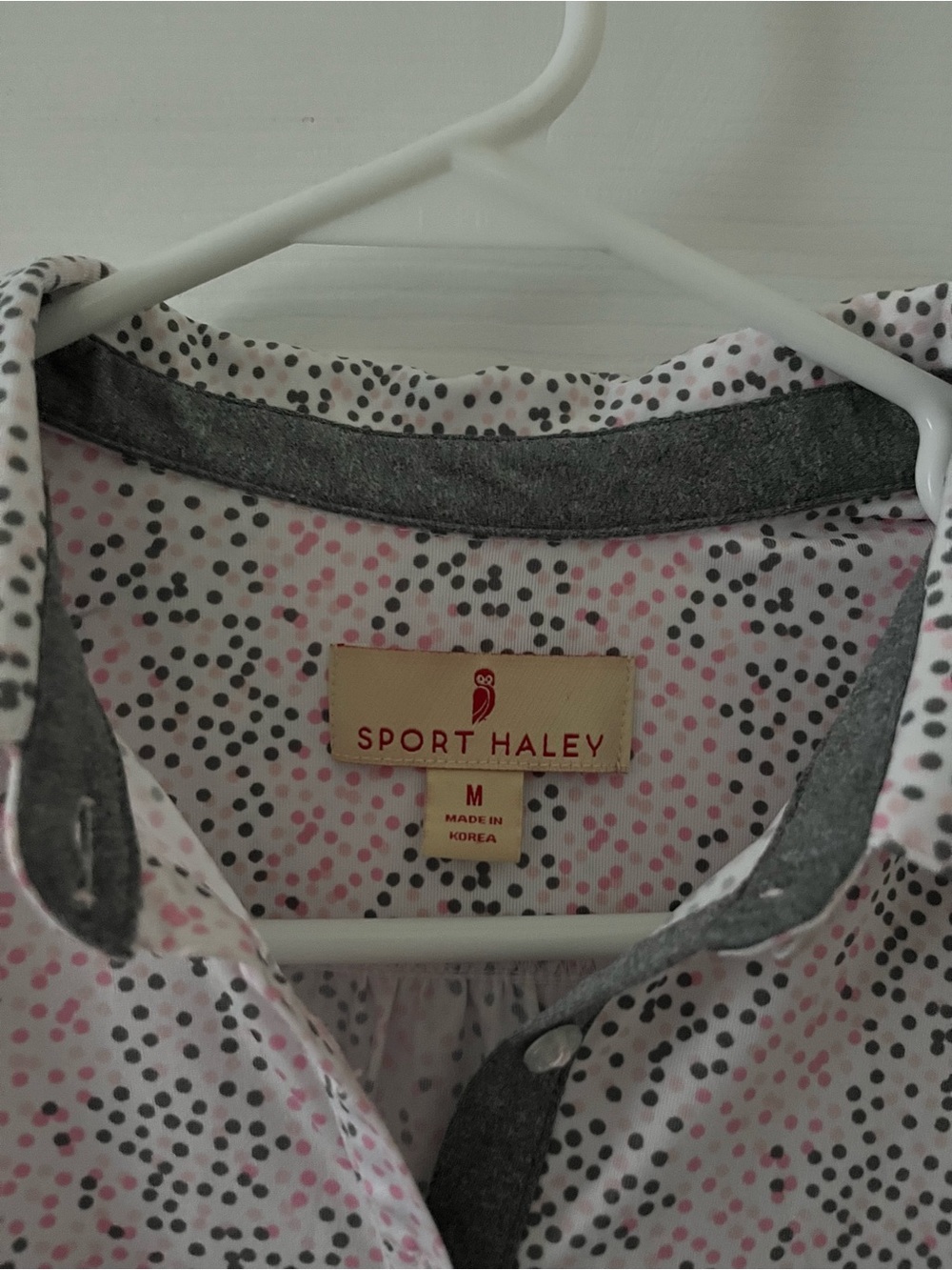 Sport Haley Pink & Black Dot White Polo Shirt - Women's Short Sleeve - Picture 3 of 5